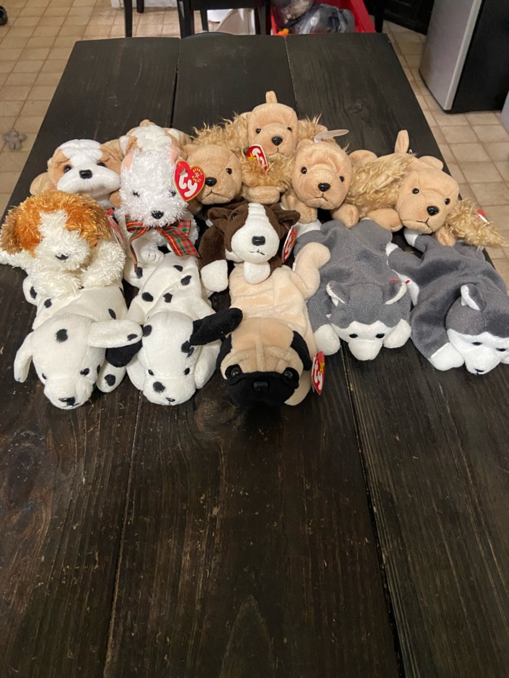 TY Beanie Baby Plush Dog Collection - Assorted Tan, Brown, White, Black, Gray